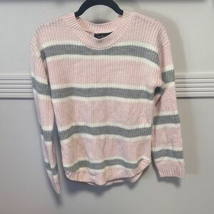 Striped Pink and Gray Women's Sweater
